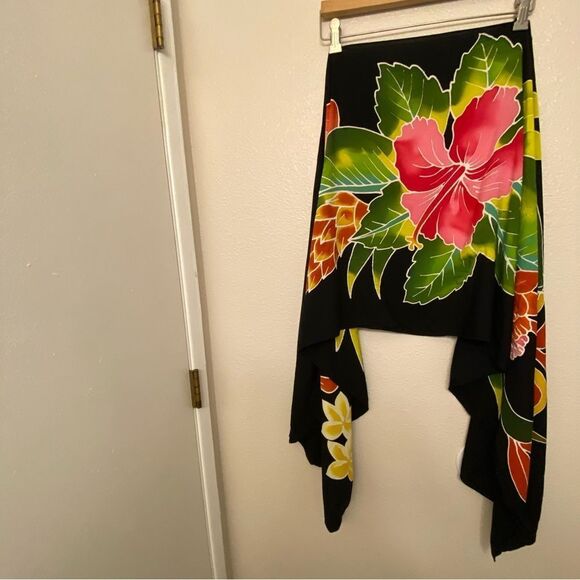 Hawaii island style colorful Hibiscus Tropical Wrap Skirt swimsuit cover up OS - Picture 2 of 8